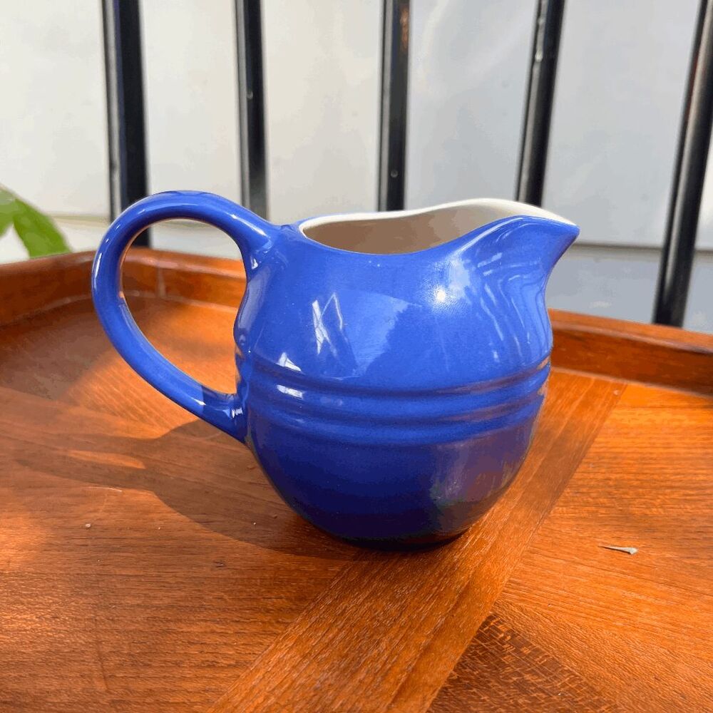 Le Creuset Discontinued Cobalt Blue Milk Jug Stoneware Creamer